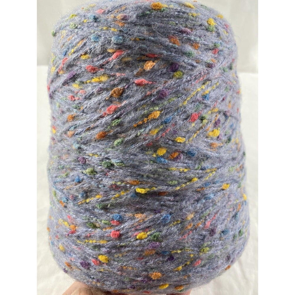 Fancy Cone Yarn Spool Yarn Green Mohair Rainbow Colorful Slub 500g NW #752